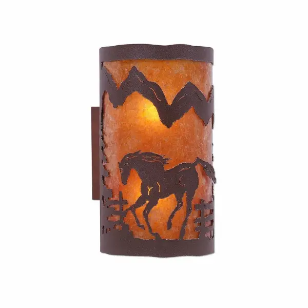 Kincaid Mountain Horse Two Light Wall Sconce in Rustic Brown