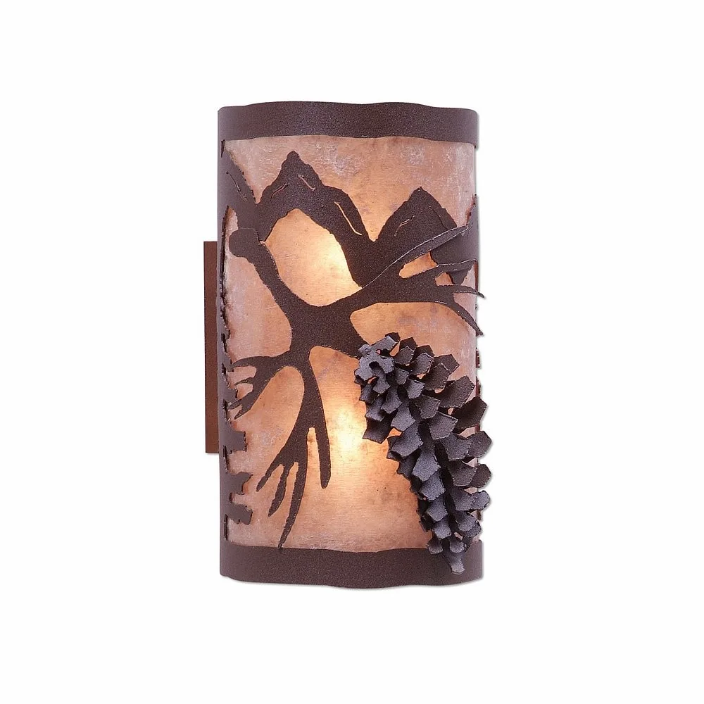 Kincaid-Spruce Cone Two Light Wall Sconce in Rustic Brown