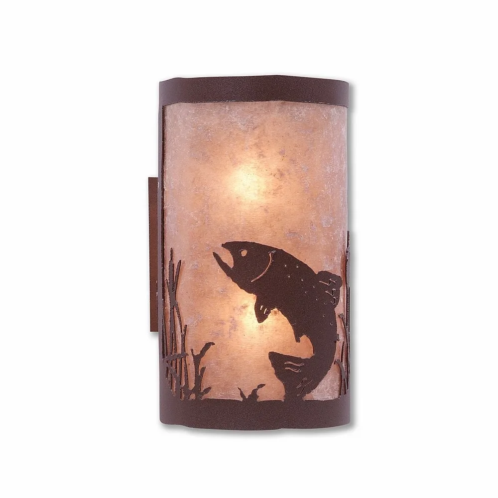 Kincaid-Trout Two Light Wall Sconce in Rustic Brown