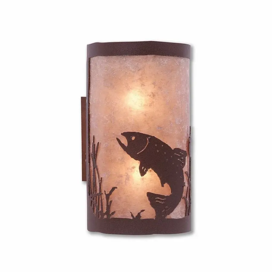 Kincaid-Trout Two Light Wall Sconce in Rustic Brown