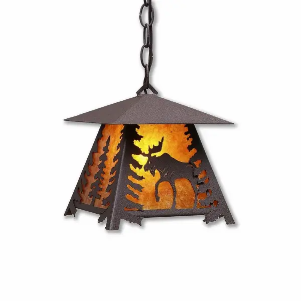 Smoky Mountain Moose One Light Pendant in Rustic Brown