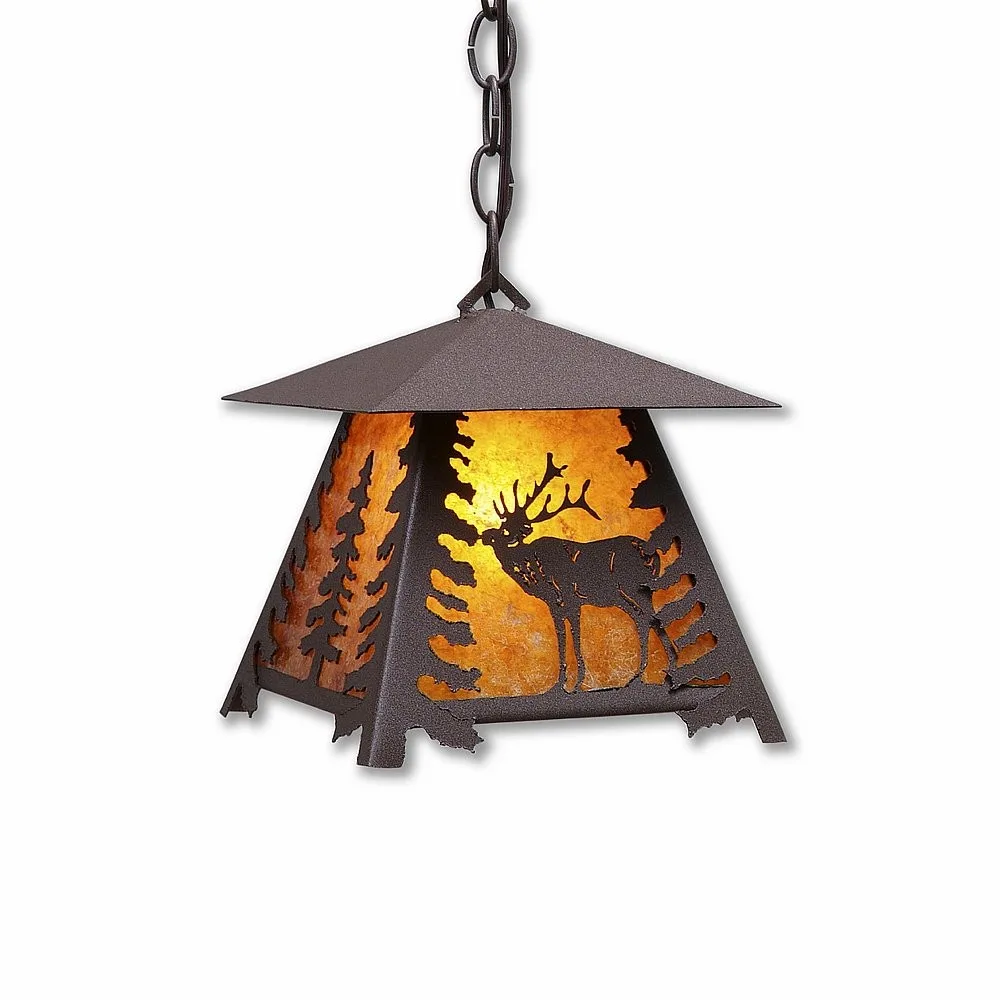 Smoky Mountain-Mountain Elk One Light Pendant in Rustic Brown