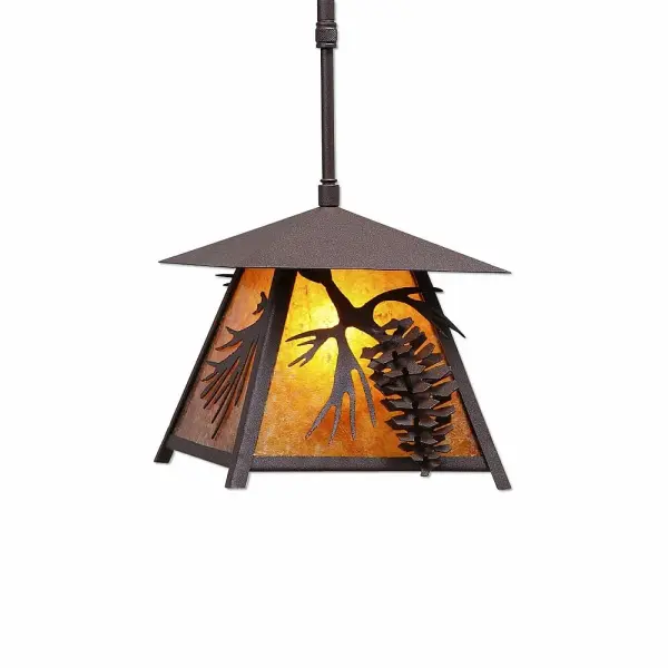 Smoky Mountain Spruce Cone One Light Pendant in Rustic Brown