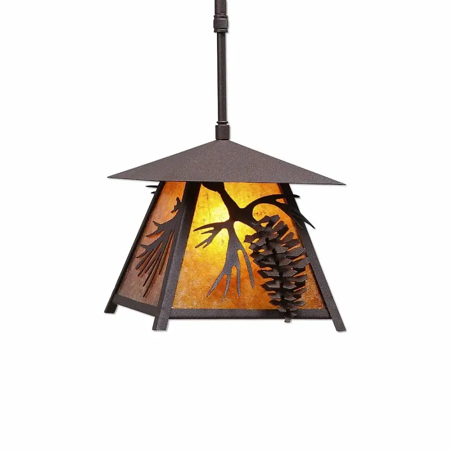 Smoky Mountain Spruce Cone One Light Pendant in Rustic Brown