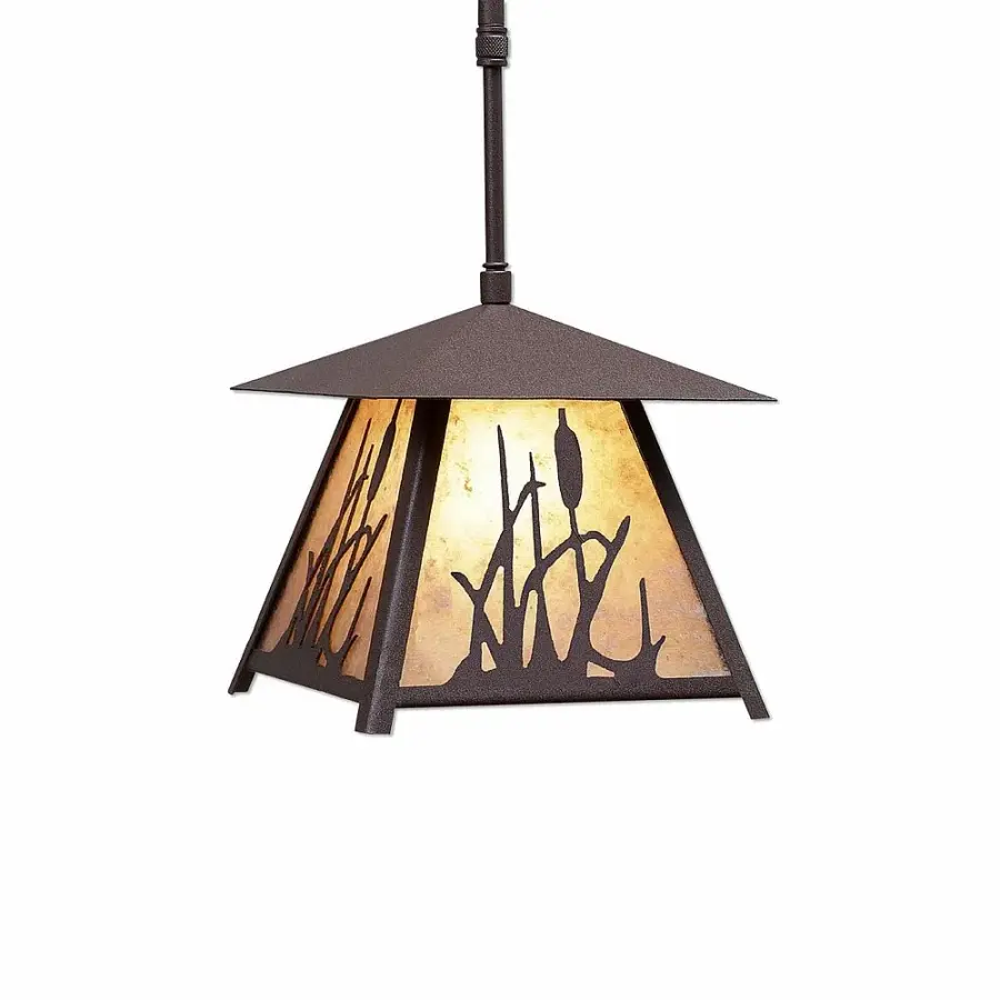 Smoky Mountain Cattails One Light Pendant in Rustic Brown