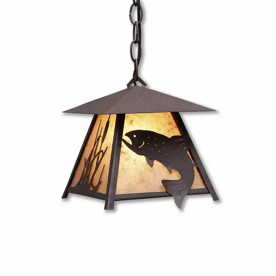 Smoky Mountain Trout One Light Pendant in Rustic Brown