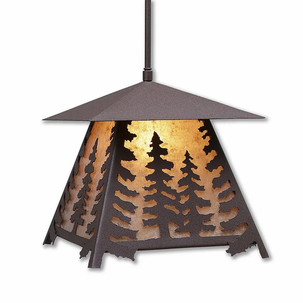 Smoky Mountain-Spruce Tree One Light Pendant in Rustic Brown