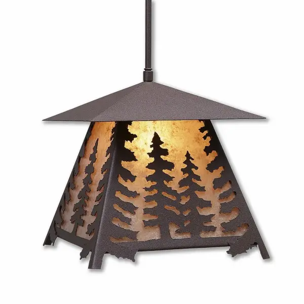 Smoky Mountain Spruce Tree One Light Pendant in Rustic Brown