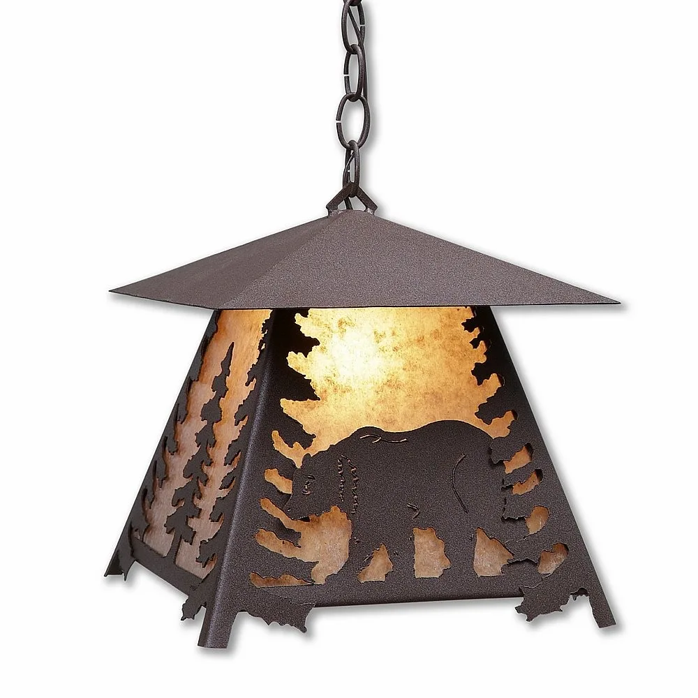Smoky Mountain-Mountain Bear One Light Pendant in Rustic Brown
