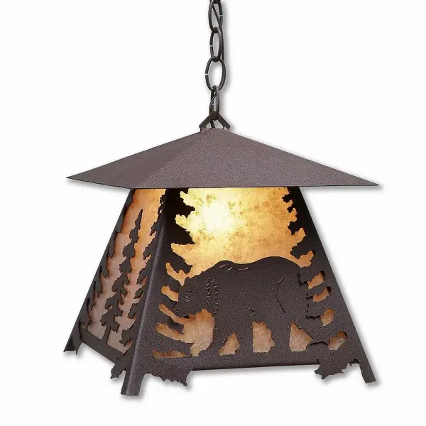 Smoky Mountain Bear One Light Pendant in Rustic Brown