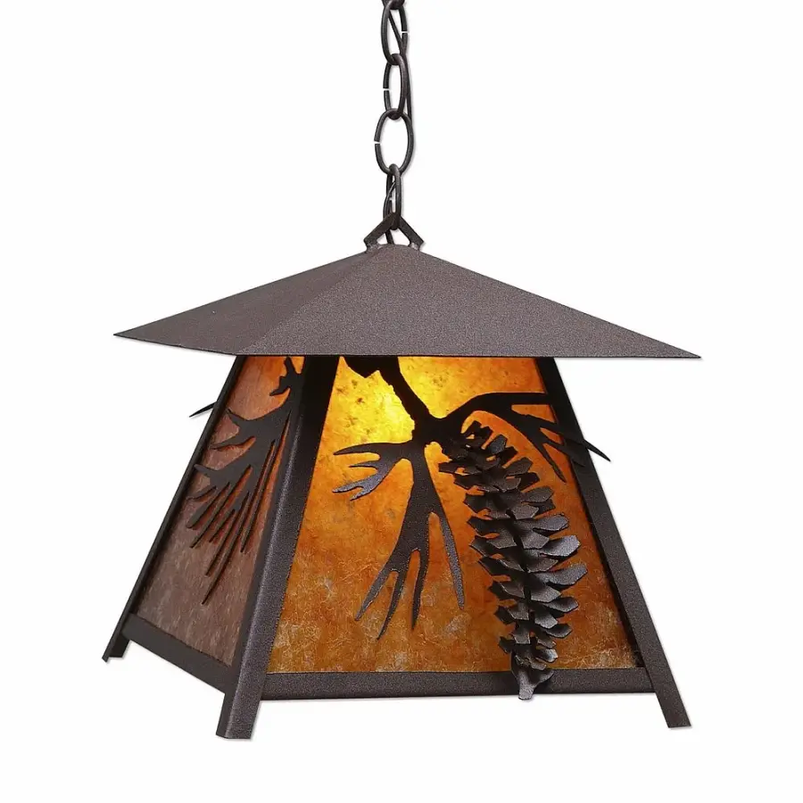 Smoky Mountain Spruce Cone One Light Pendant in Rustic Brown