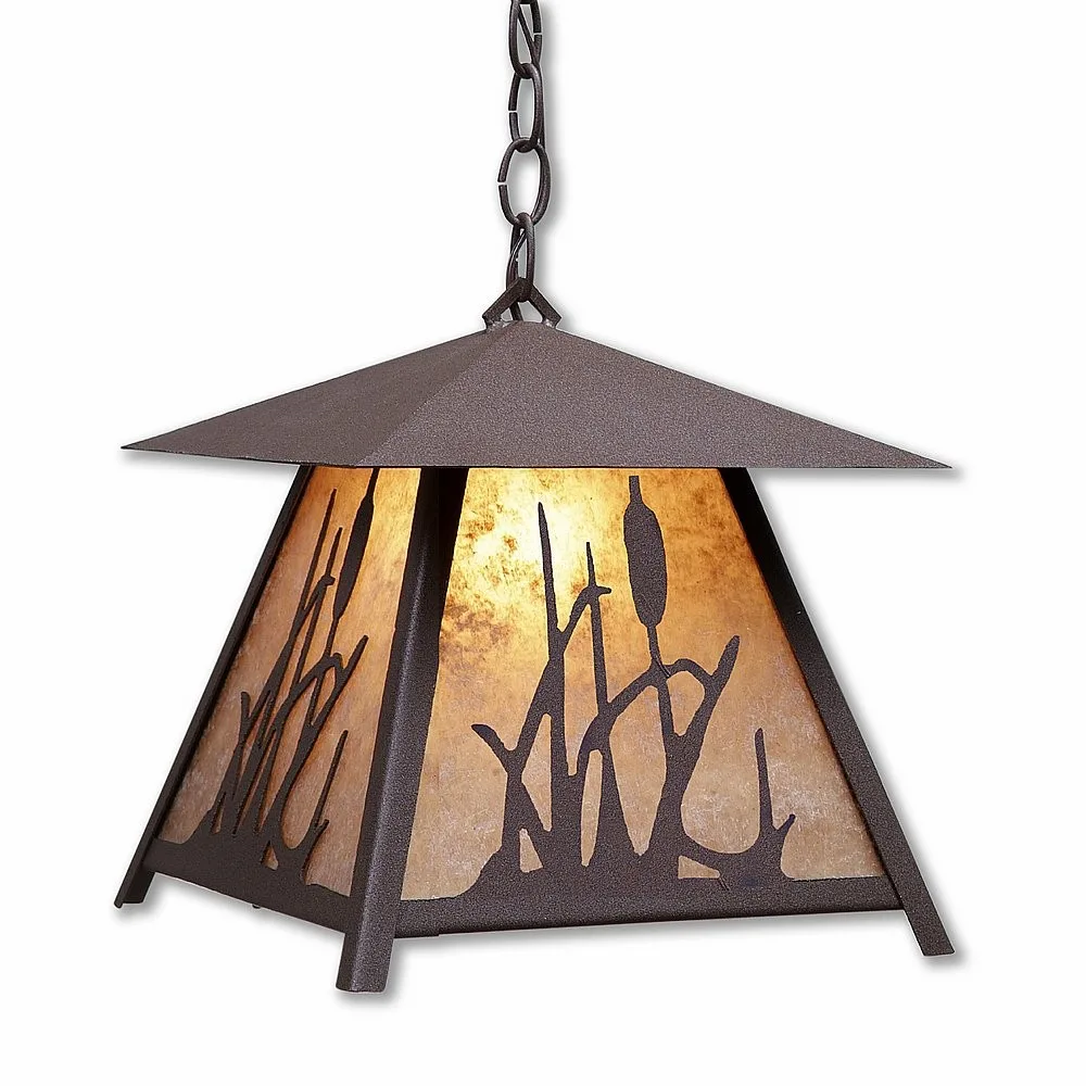 Smoky Mountain-Cattails One Light Pendant in Rustic Brown