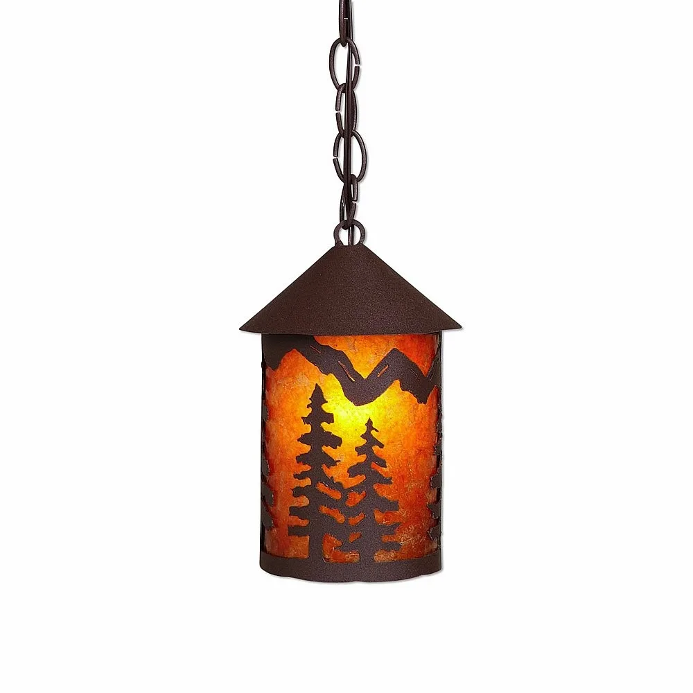 Cascade Lantern-Spruce Tree One Light Pendant in Rustic Brown