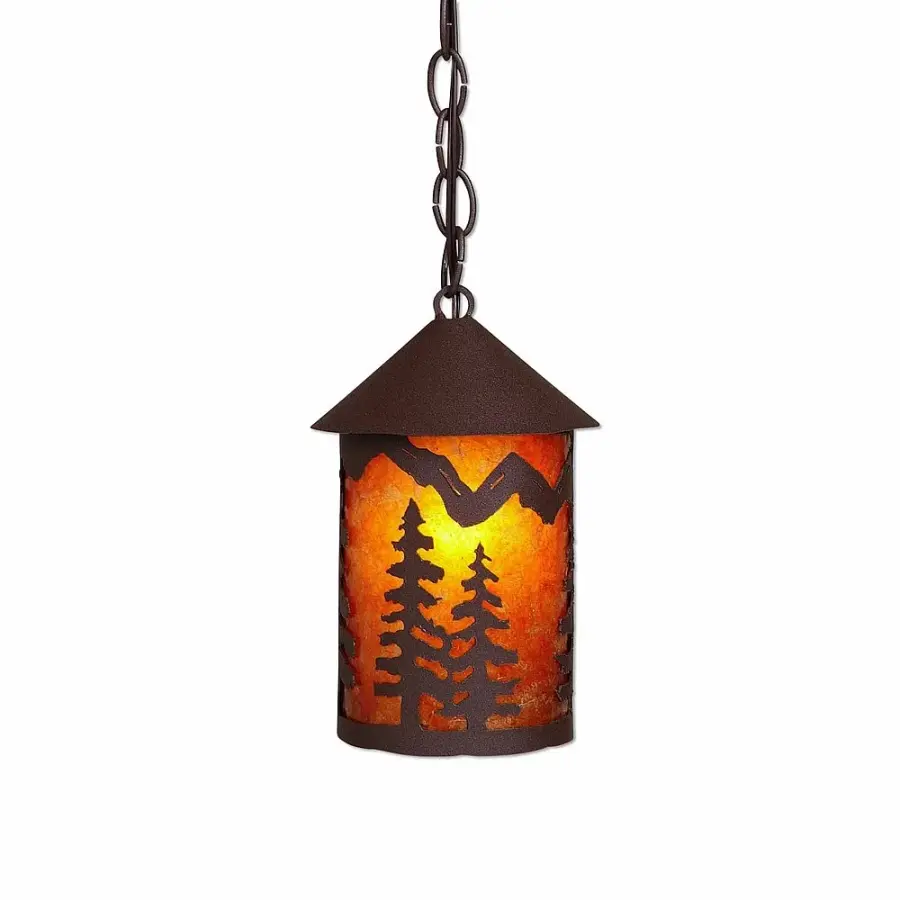 Cascade Lantern Spruce Tree One Light Pendant in Rustic Brown