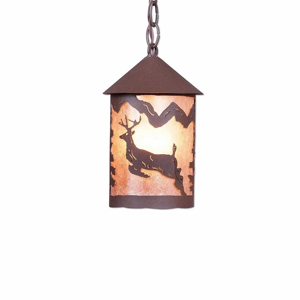 Cascade Lantern-Valley Deer One Light Pendant in Rustic Brown