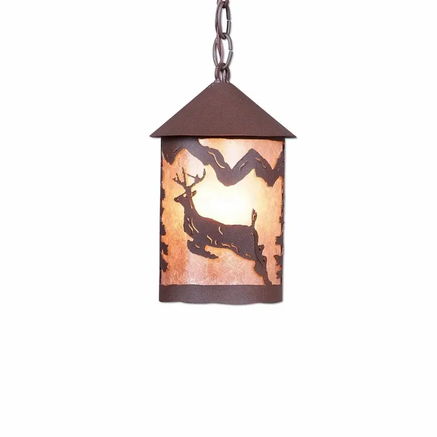 Cascade Lantern Valley Deer One Light Pendant in Rustic Brown