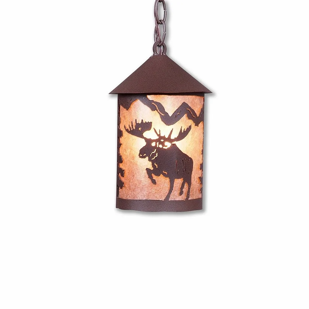 Cascade Lantern-Alaska Moose One Light Pendant in Rustic Brown