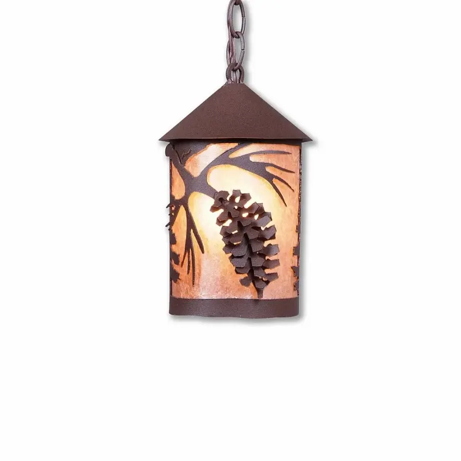 Cascade Lantern Spruce Cone Pendant in Rustic Brown