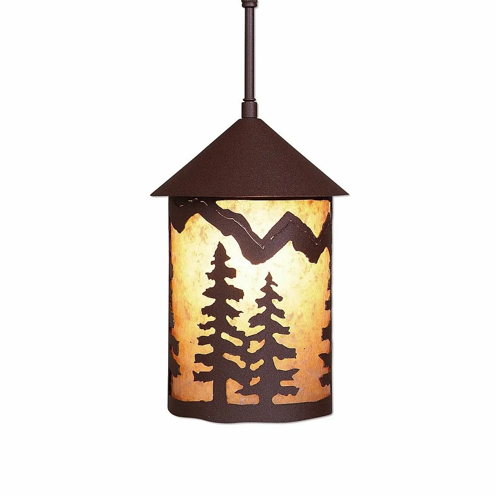 Cascade Lantern-Spruce Tree One Light Pendant in Rustic Brown
