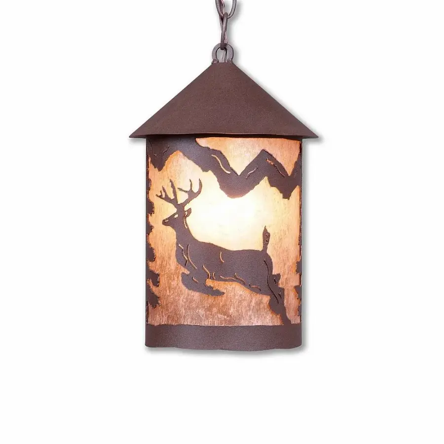 Cascade Lantern Valley Deer Pendant in Rustic Brown
