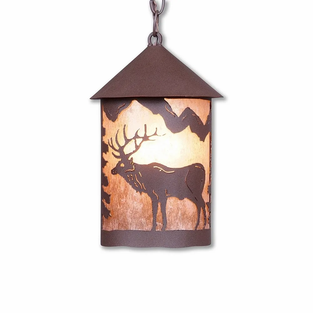 Cascade Lantern-Valley Elk One Light Pendant in Rustic Brown
