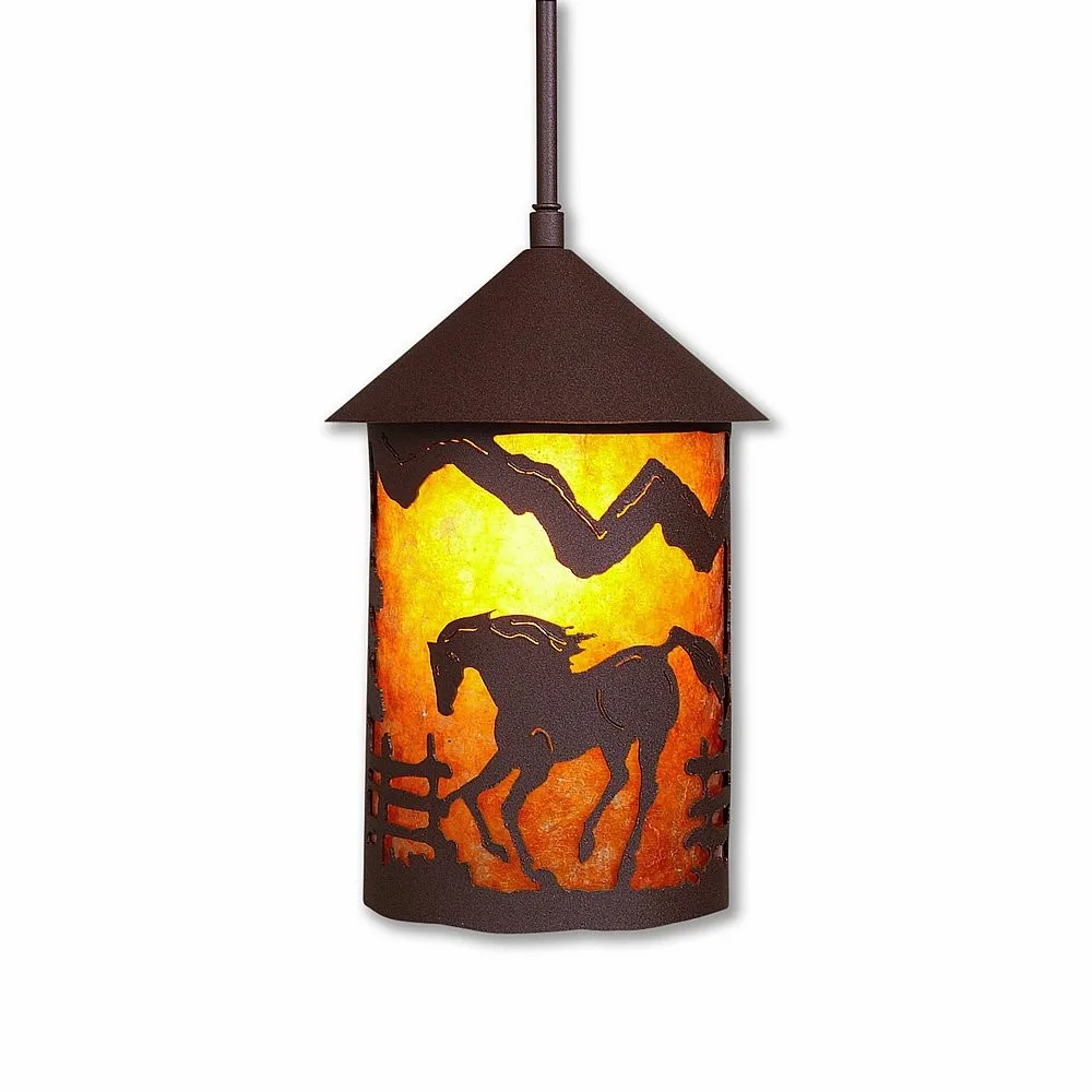 Cascade Lantern-Mountain Horse One Light Pendant in Rustic Brown
