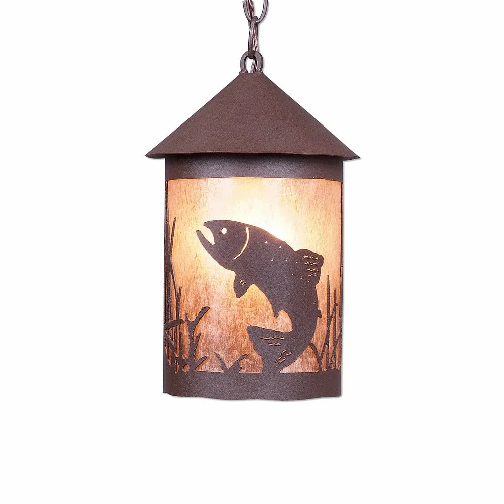 Cascade Lantern-Trout One Light Pendant in Rustic Brown