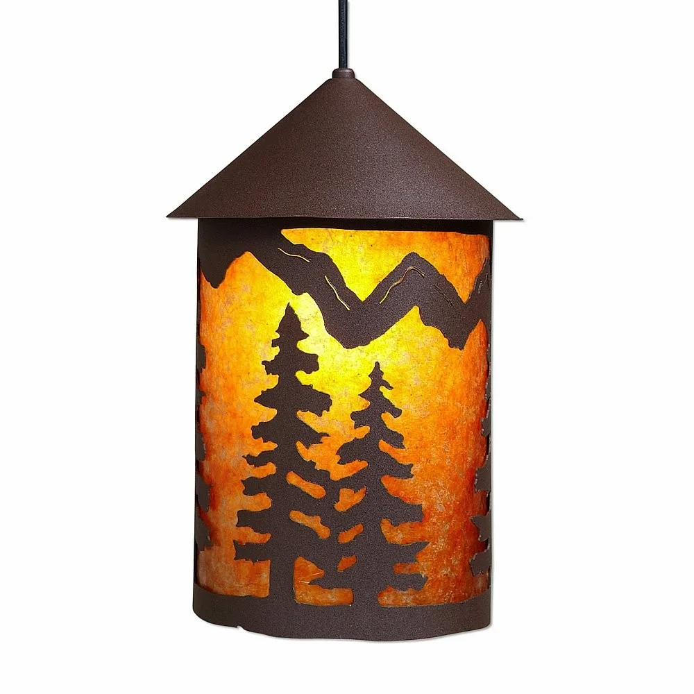 Cascade Lantern-Spruce Tree One Light Pendant in Rustic Brown