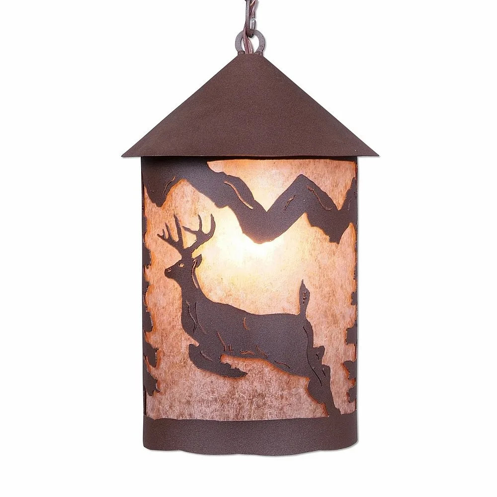 Cascade Lantern-Valley Deer One Light Pendant in Rustic Brown