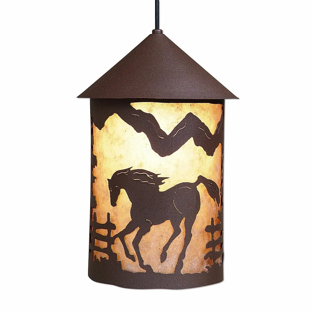 Cascade Lantern-Mountain Horse One Light Pendant in Rustic Brown