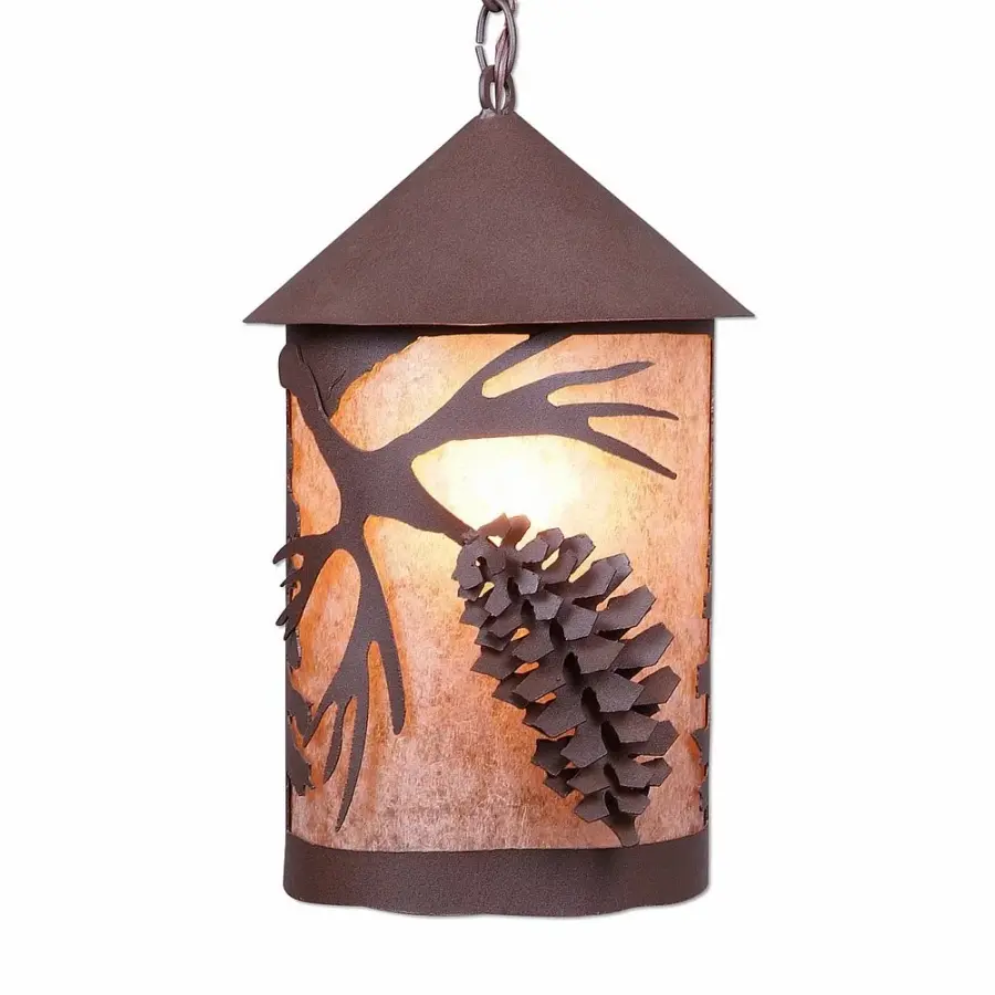 Cascade Lantern Spruce Cone One Light Pendant in Rustic Brown