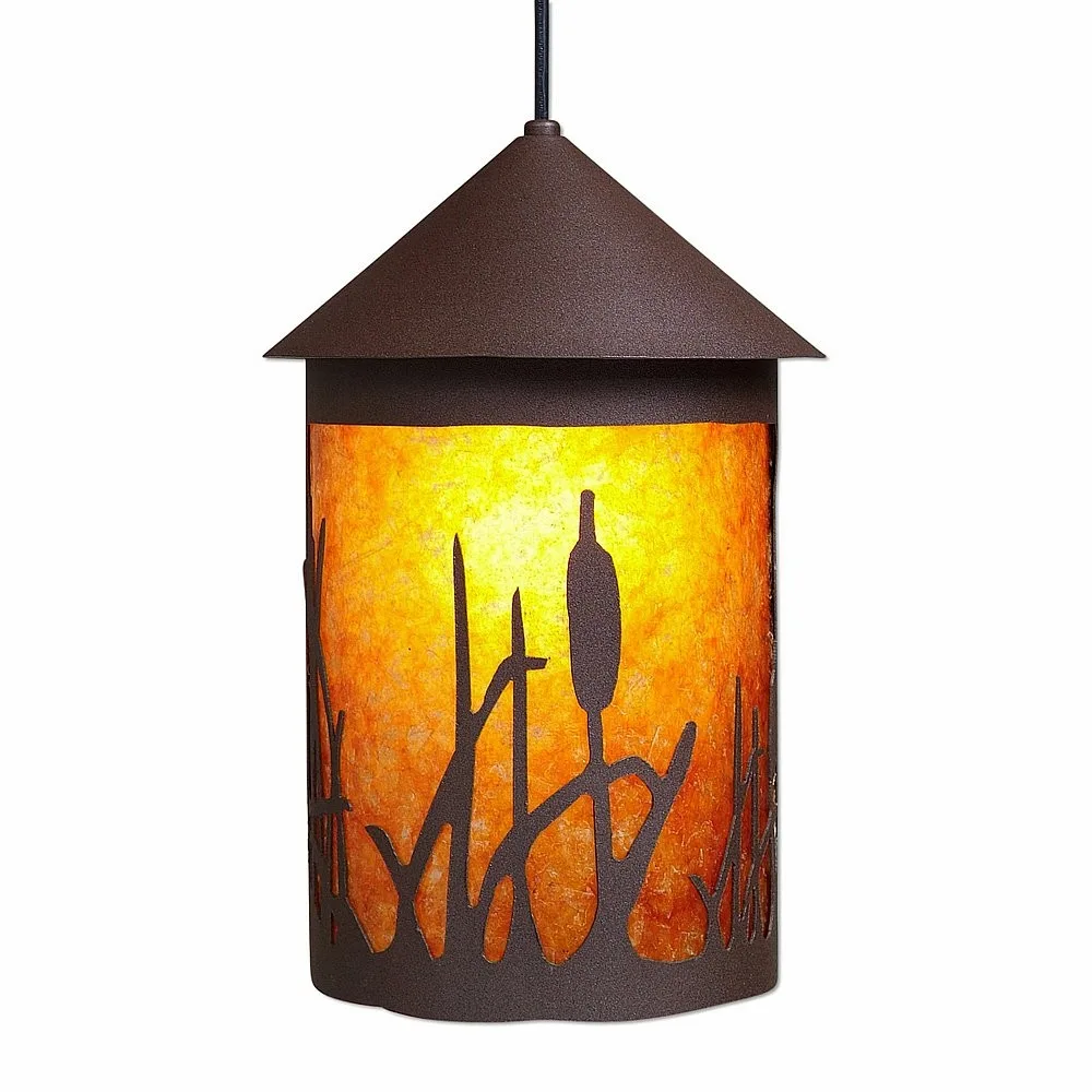 Cascade Lantern-Cattails One Light Pendant in Rustic Brown