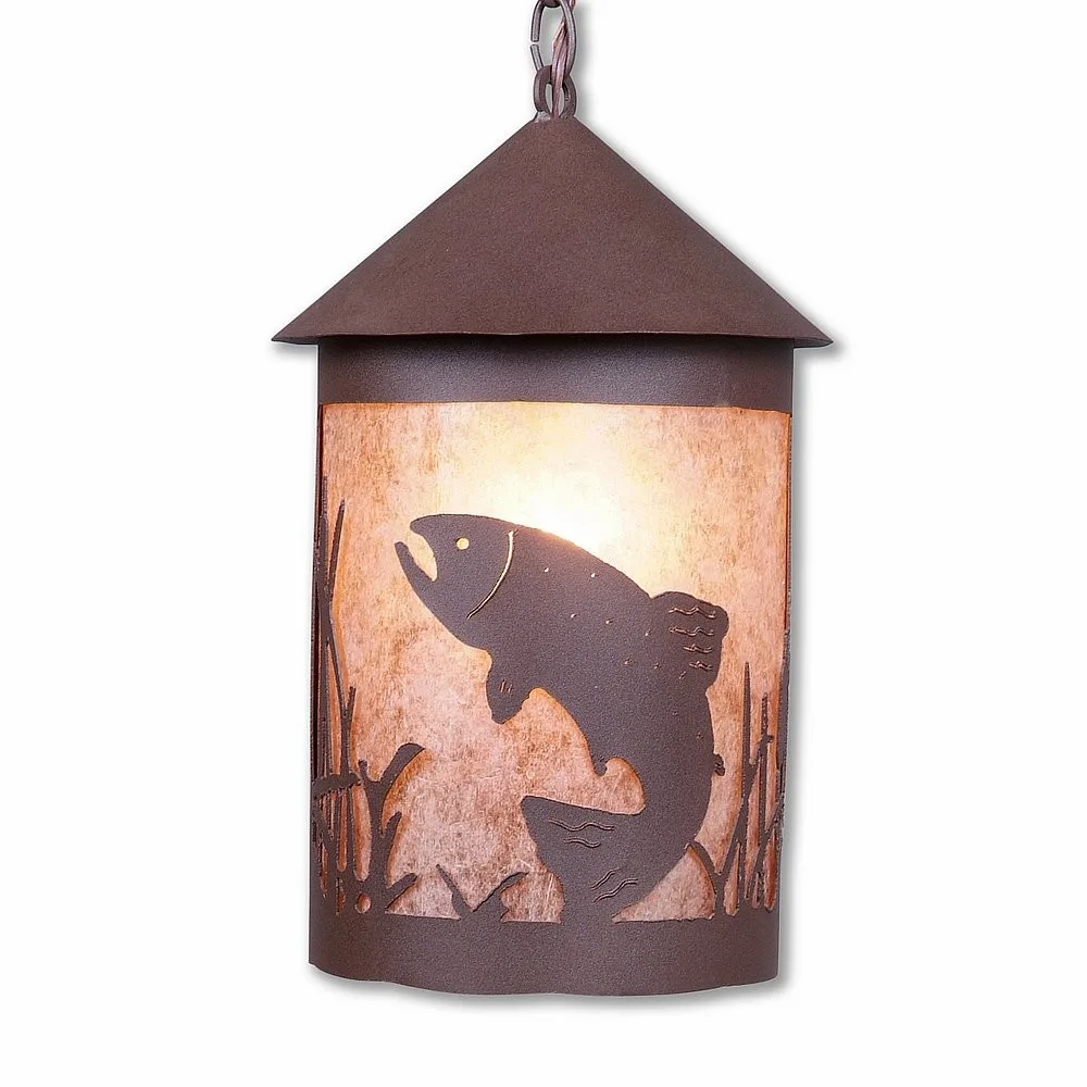 Cascade Lantern-Trout One Light Pendant in Rustic Brown