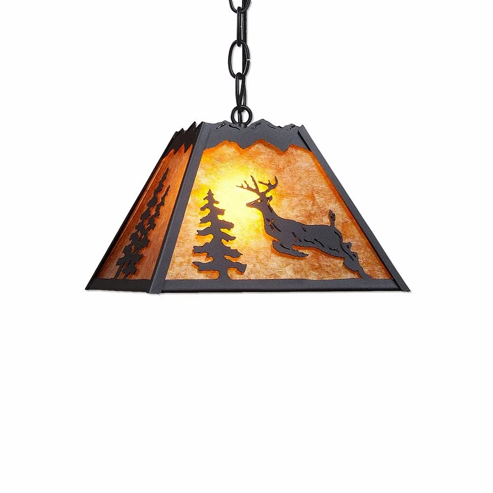 Rocky Mountain-Valley Deer Black Iron One Light Pendant in Black Iron