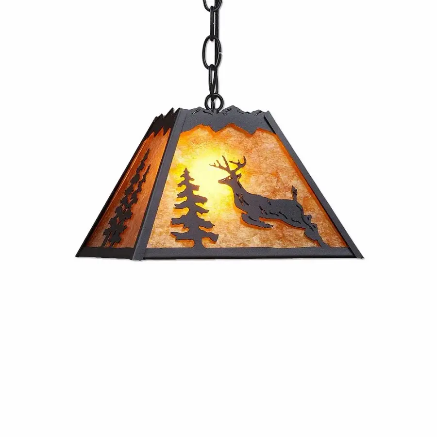 Rocky Mountain Valley Deer Black Iron Pendant