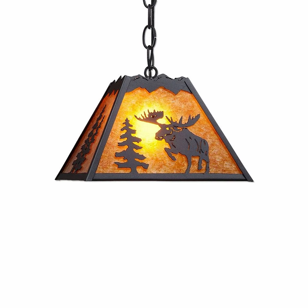 Rocky Mountain-Alaska Moose Black Iron One Light Pendant in Black Iron