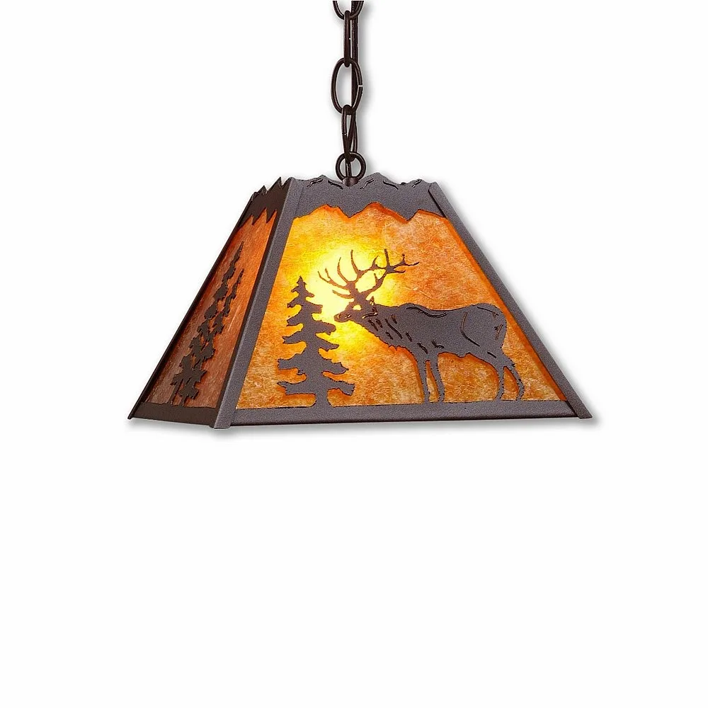 Rocky Mountain-Valley Elk Rustic Brown One Light Pendant in Rustic Brown