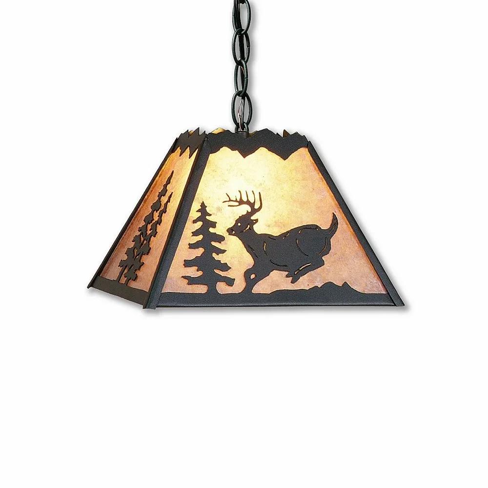 Rocky Mountain-Mountain Deer Rustic Brown One Light Pendant in Rustic Brown