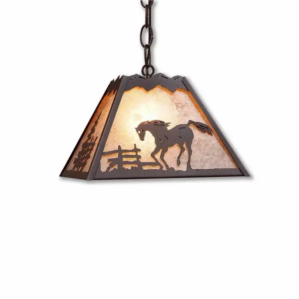 Rocky Mountain Horse Rustic Brown Pendant Light
