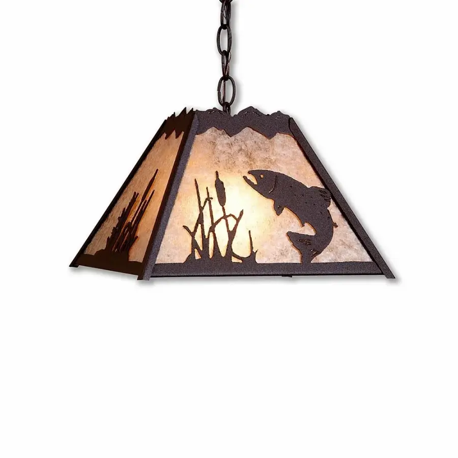 Rocky Mountain Trout One Light Pendant in Rustic Brown