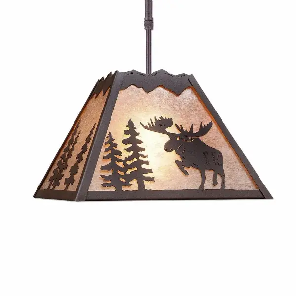 Rocky Mountain Alaska Moose Rustic Brown Pendant Light