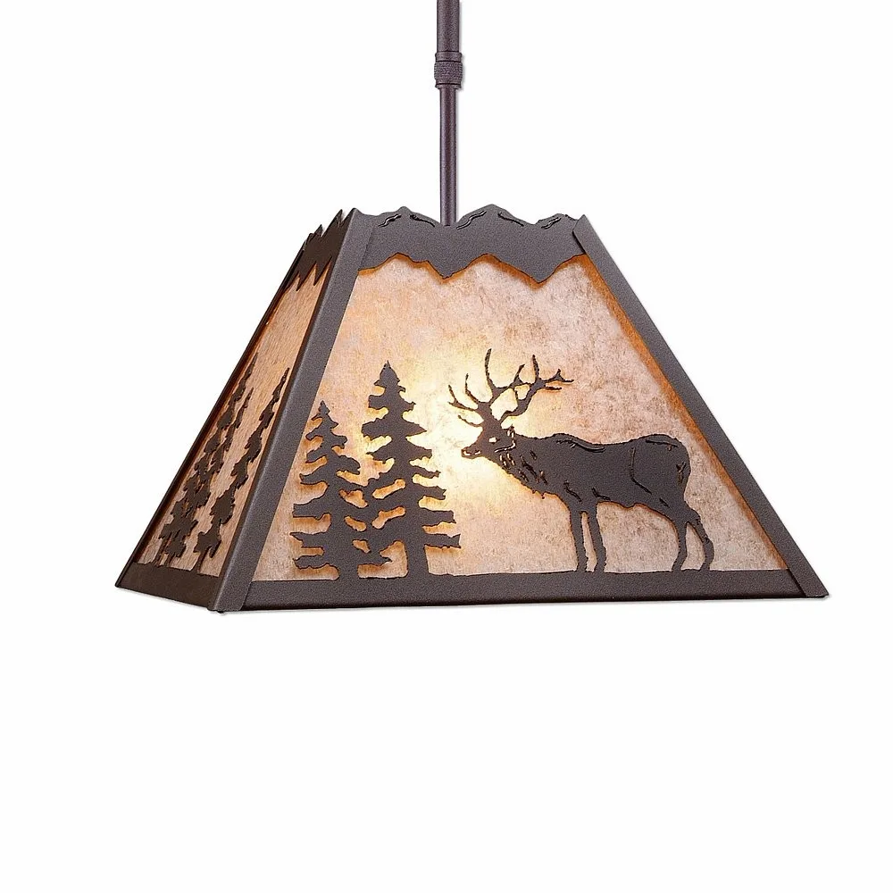 Rocky Mountain-Valley Elk Rustic Brown One Light Pendant in Rustic Brown