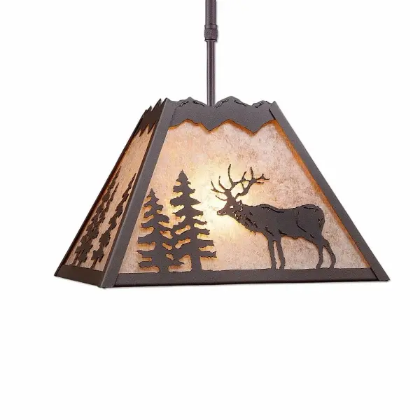 Rocky Mountain Valley Elk Rustic Brown Pendant Light