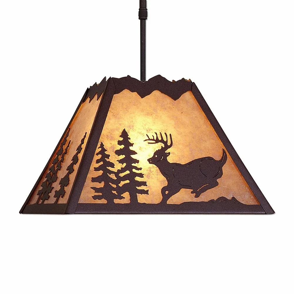Rocky Mountain-Mountain Deer Rustic Brown One Light Pendant in Rustic Brown