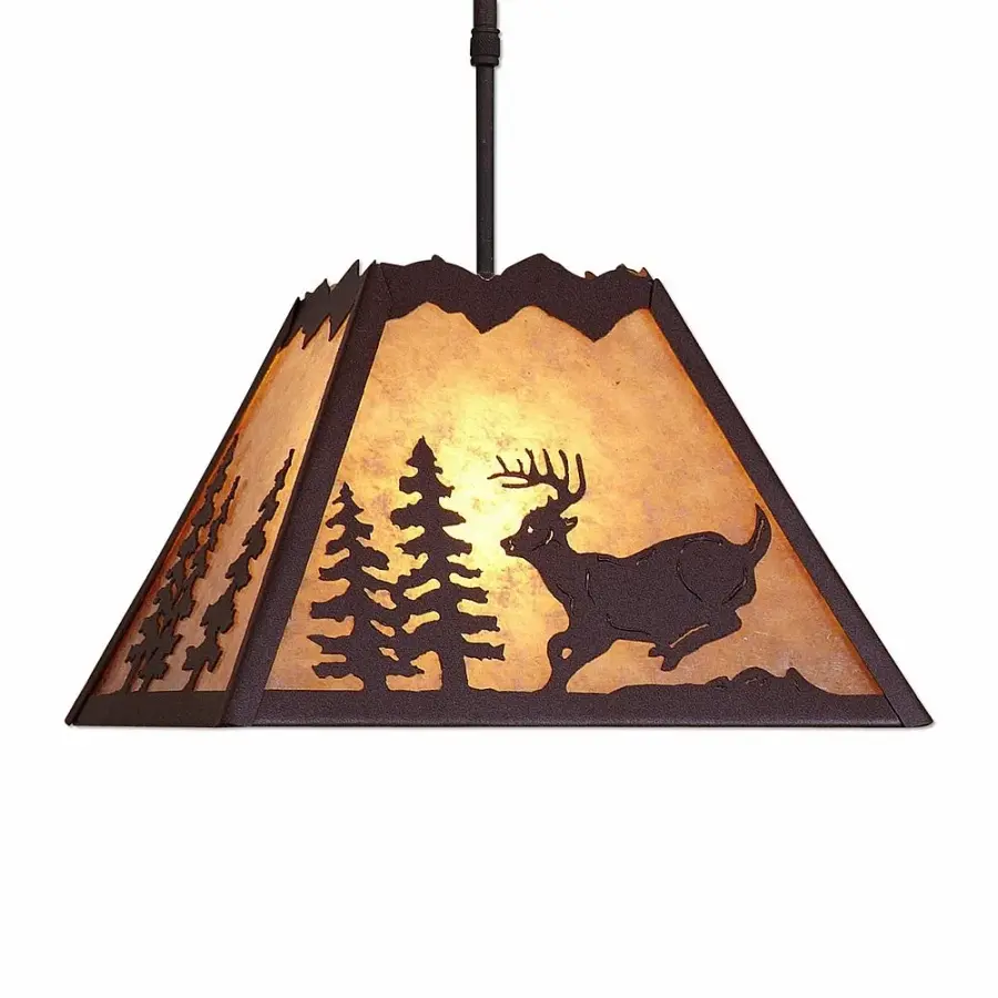 Rocky Mountain Deer Rustic Brown Pendant Light