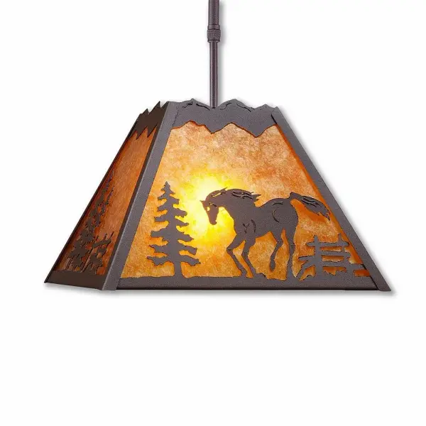 Rocky Mountain Horse Rustic Pendant Light