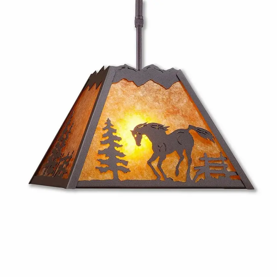 Rocky Mountain Horse Rustic Pendant Light