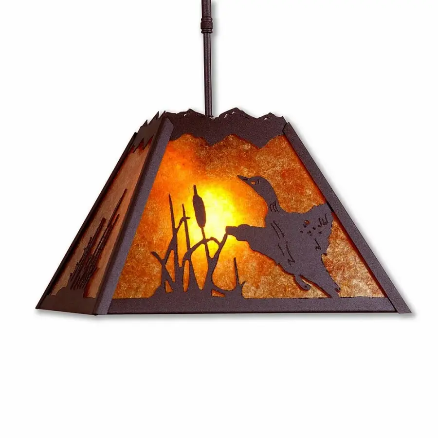 Rocky Mountain Loon One Light Pendant in Rustic Brown