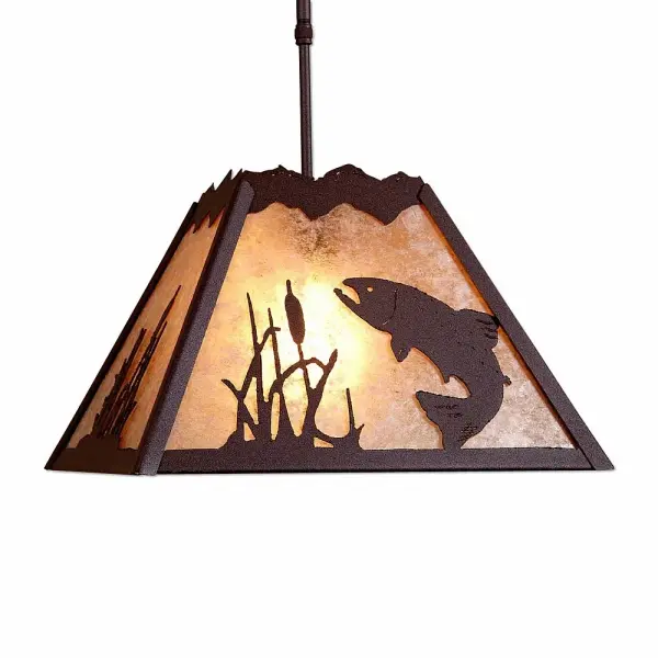 Rocky Mountain Trout One Light Pendant in Rustic Brown