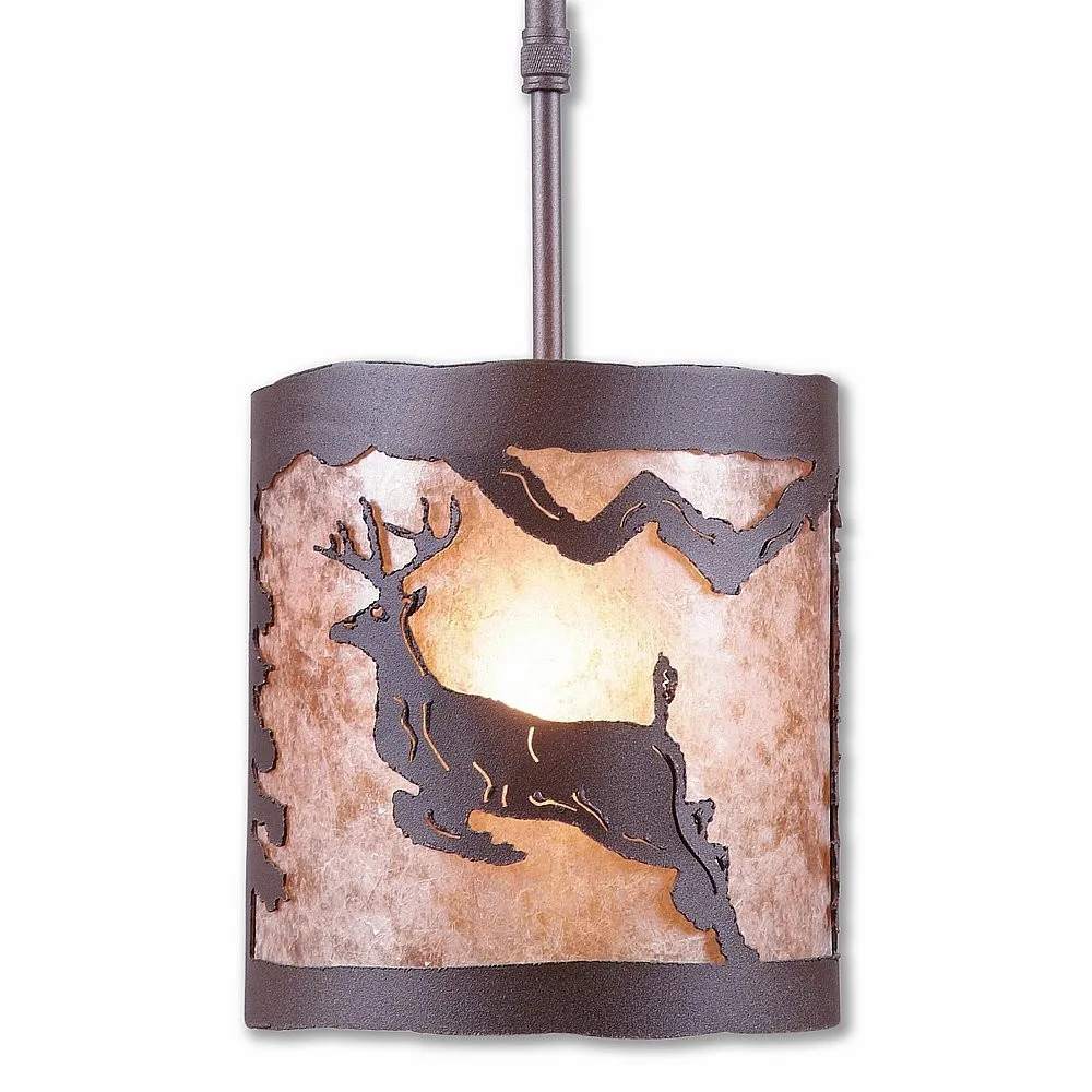 Kincaid-Valley Deer One Light Pendant in Rustic Brown